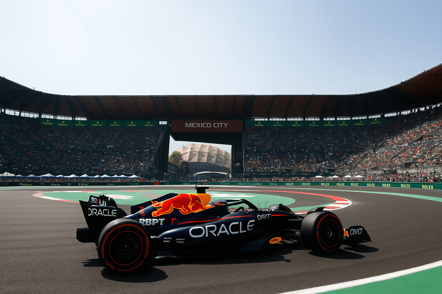 Het iconische Autódromo Hermanos Rodríguez tijdens de Mexico City Grand Prix