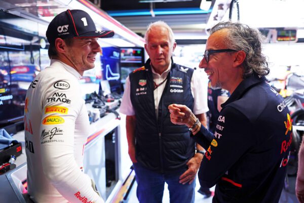Helmut Marko, Max Verstappen en Laurent Mekies